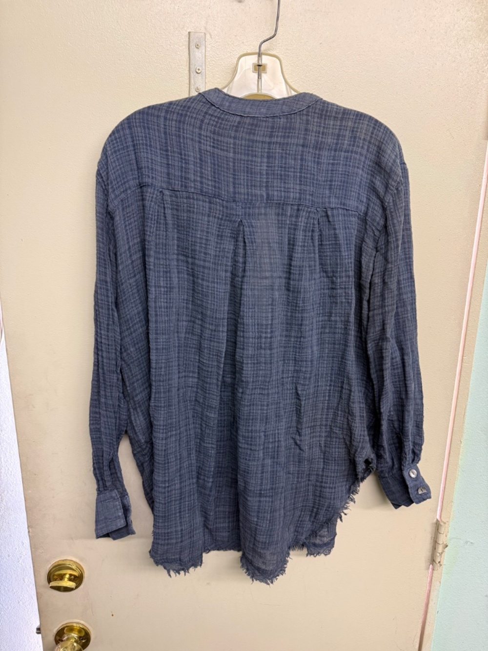 Free People Blue Soft Linen Button Down Top - Picture 2 of 4